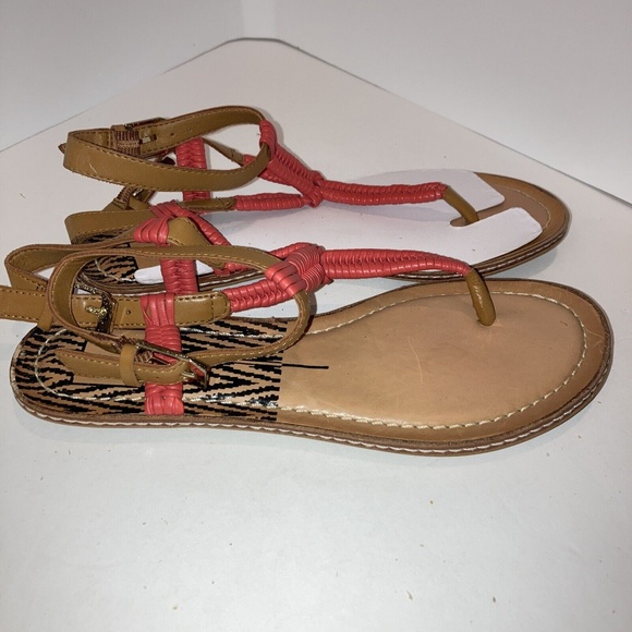 Women’s Dolce Vida Leather Double ANKLE Strap Sandal Size 6 1/2 M Pink Gladiator - Picture 3 of 7